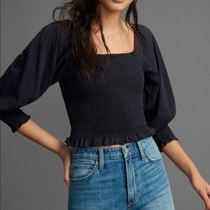 Pilcro Ginny Smocked Crop Top